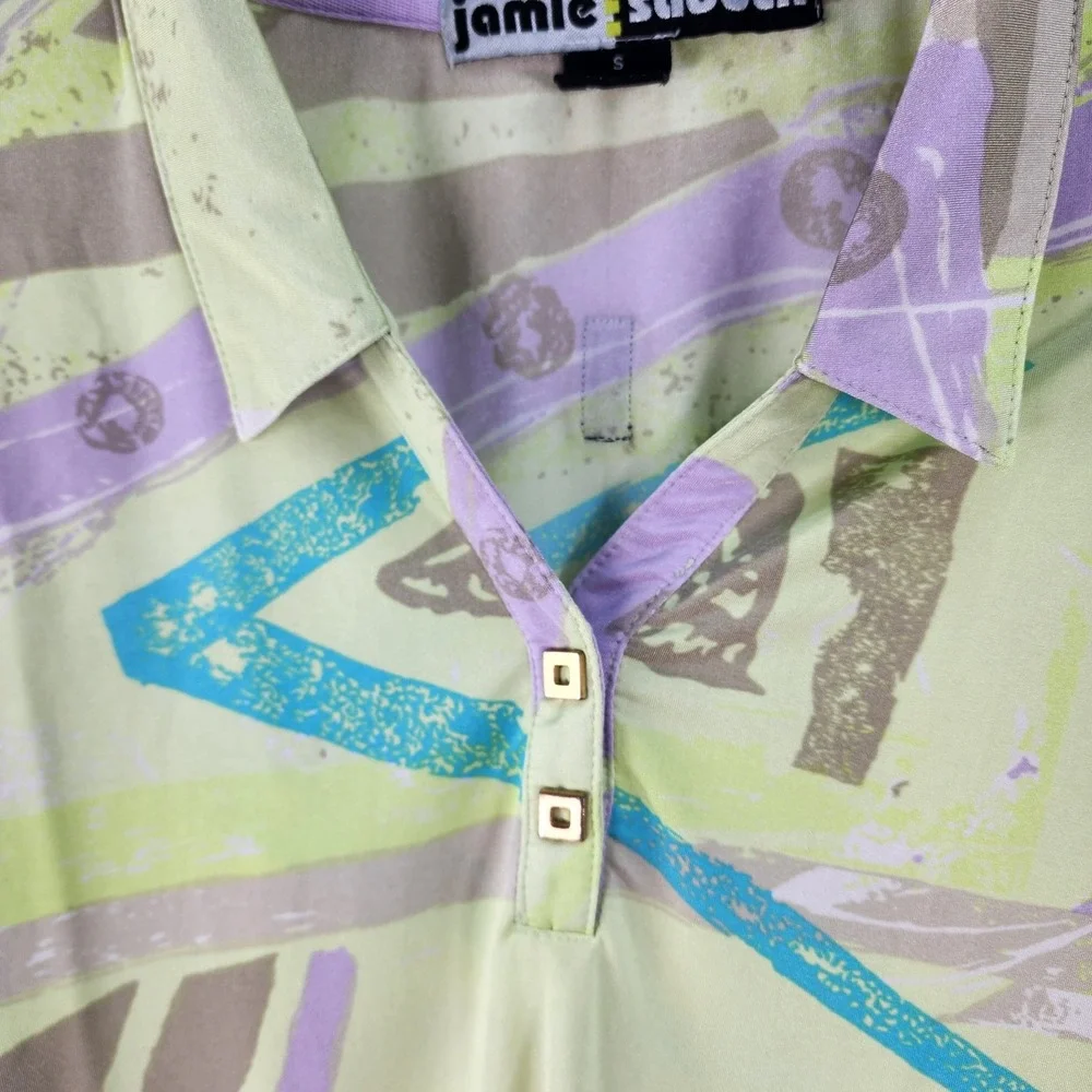 Jamie Sadock Golf Polo Top Women's S Abstract Pickleball Tennis Pastel
